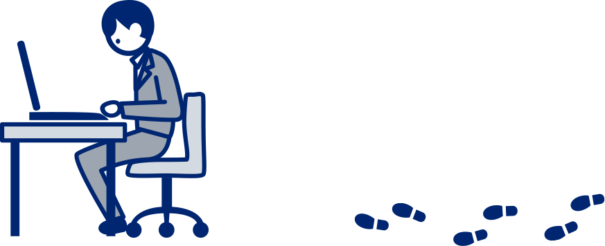 デスクに向かう男性いラスト